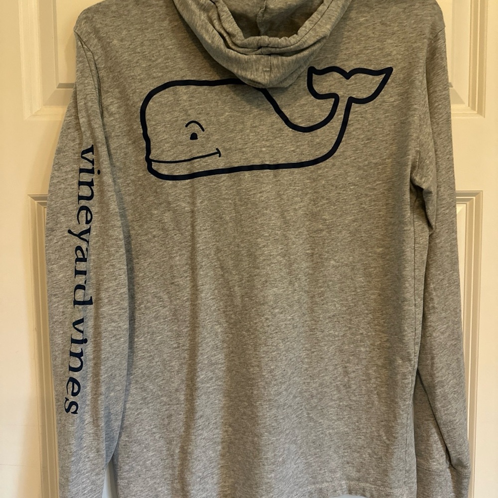 Vineyard Vines Heather Gray Hoodie with Navy Whale